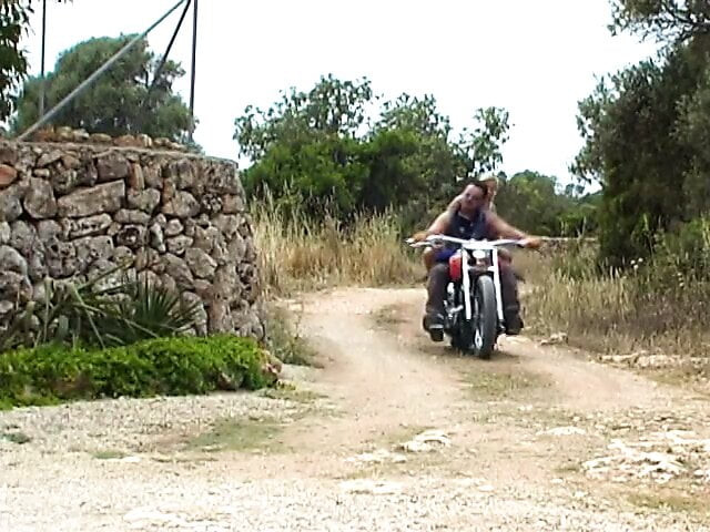 Biker stud fucks hot blond MILF outside