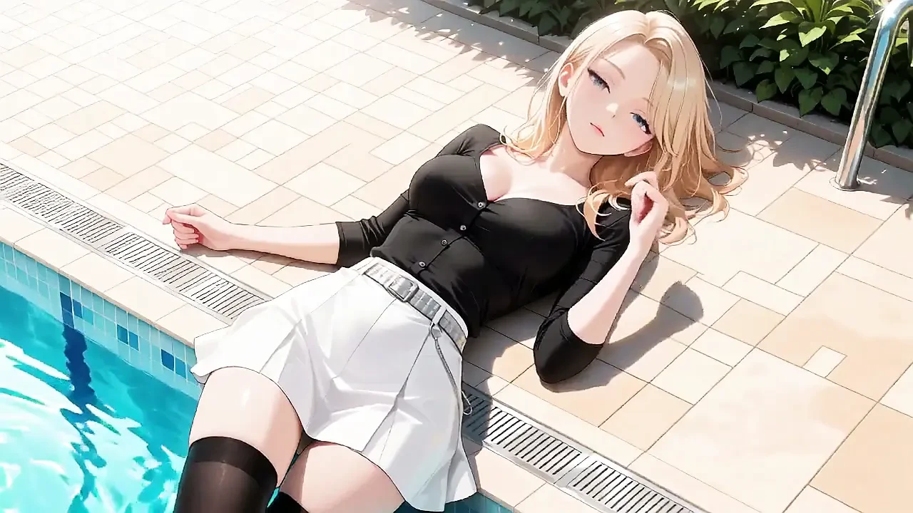She Adjusts Her Skirt While Gazing Deep Into Your Eyes, Sun-kissed Wetness and Teasing Distance You Can't Handle