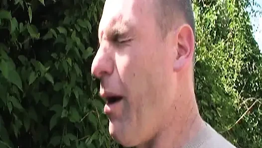 Sexy teen fucked by her stepdad and his friend in public