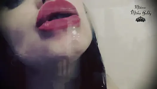 Red lips prints over glass & frenchkissing