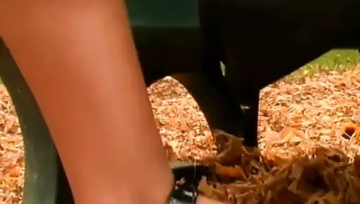 Horny Blonde Fingers Gaping Hairy Pussy to Pulsing Orgasm