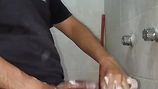 Rinsing My Dick While He Holds My Hand And Cums