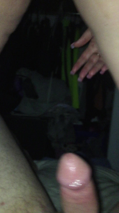 Gushing on his hard cock