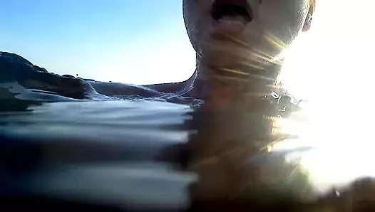 Luna sucks her mouthpiece underwater before getting fucked