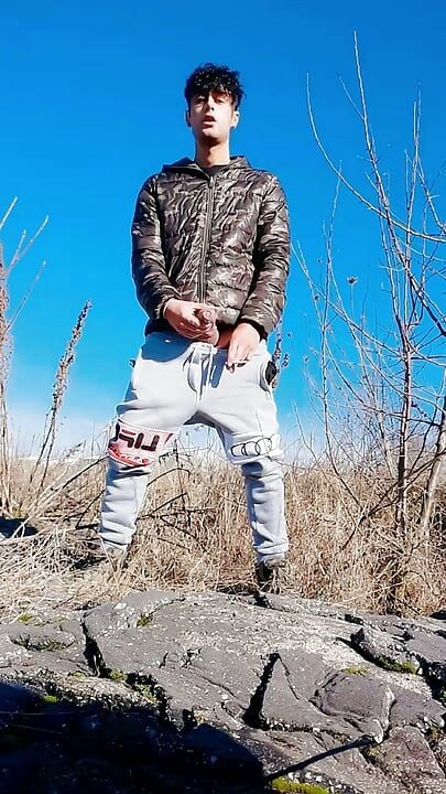 Slow Motion Jerk off Outdoor While Smoking Cigarette