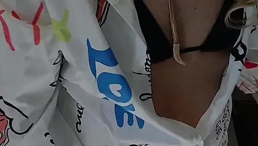 Wearing a Little Dress, Jerking off and Cumming in My Shorts