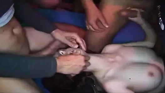 Seasoned Babe Fisted Deep in Sloppy Gangbang Orgy