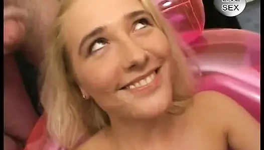 Casting blonde teen gangbanged and bukkake facialized