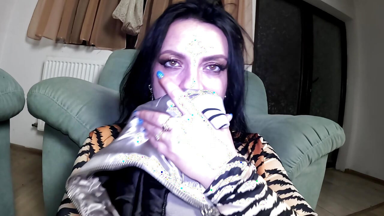 Smoking Fetish, Bomber Jacket Destruction and Dirty Masturbation in a Glossy Nylon Jumpsuit