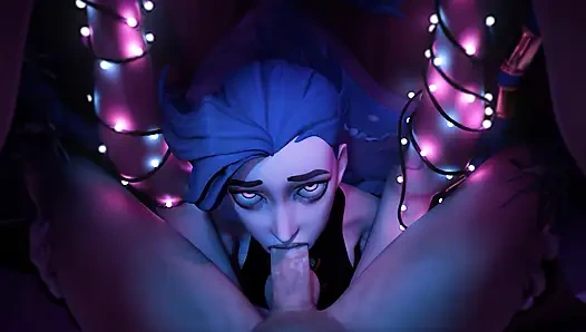 Mavi saçlı kızla kremsi yüz sikişi!