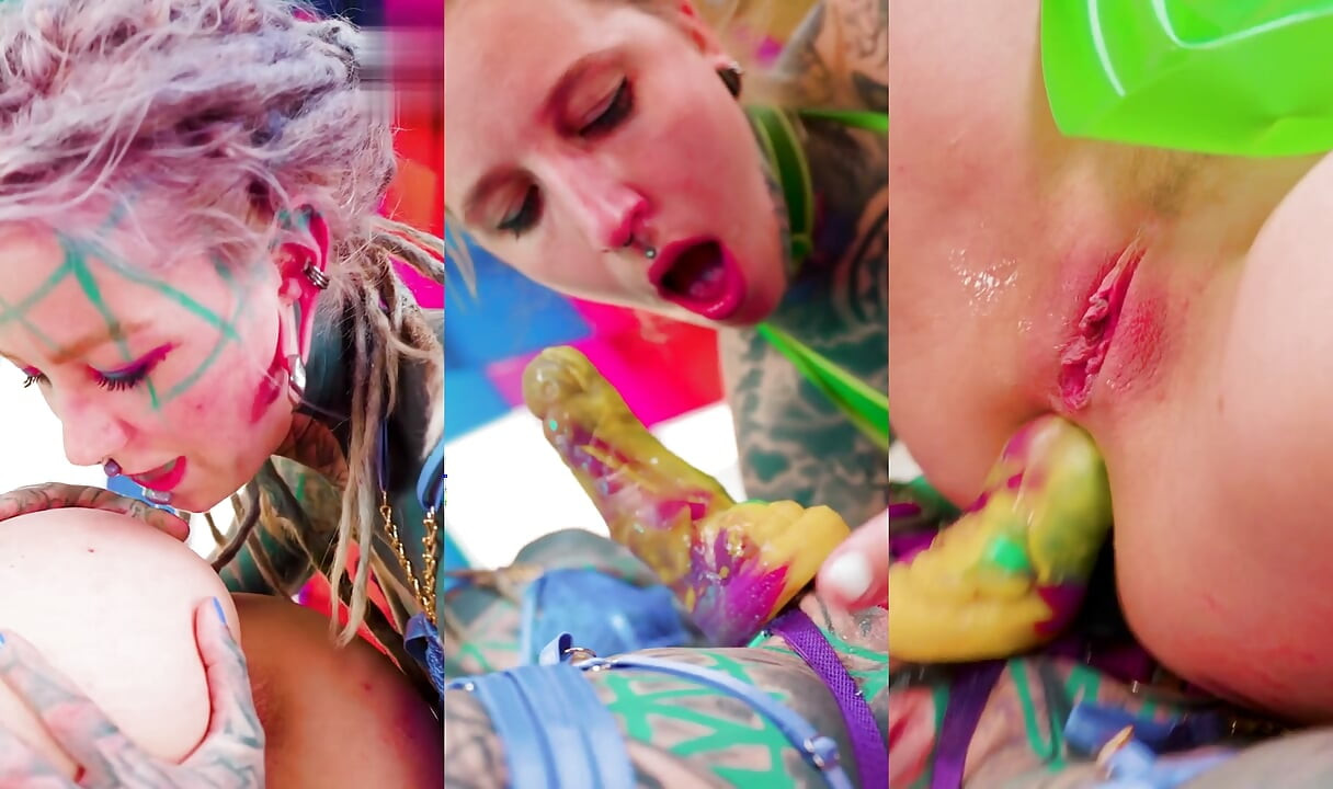 Latex Lesbian Strap-On Fun with Alt Tattooed Girls & German Dirty Talk