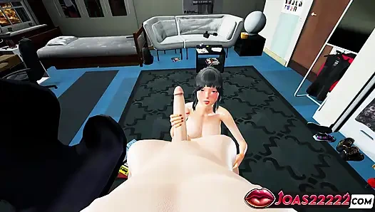 Japanese Girl Ayaka in 3D Animation - Sloppy Blowjob for Big Dick, Handjob, and Titfuck Resulting in a Massive Cumshot