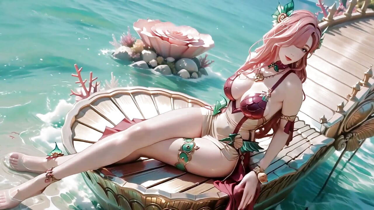 Deep Sea Fantasy! the Pink-haired Mermaid Queen Lounges in the Azure Palace, Fingertips Tapping the Water, Staff Trembling.