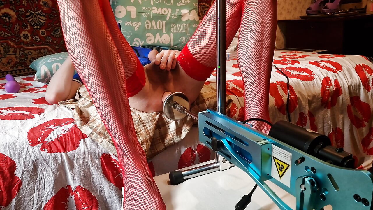 Shemale in latex erotic costume nurses Gets Her Hole Drilled by a Huge Dildo on a Fuck Machine Russian Sasha Earth