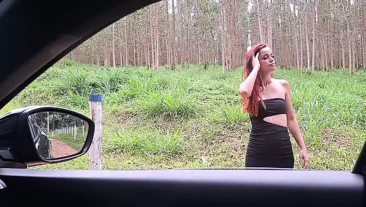 Flash cock to a girl in the car!