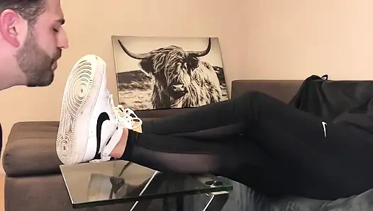 Dirty White Sneaker Worship - Valeria Night (Side View)