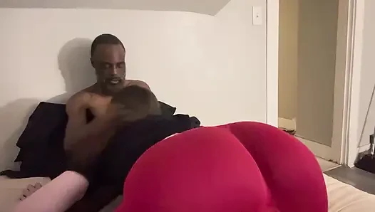 Stepmom catches Stepson stroking his black cock again