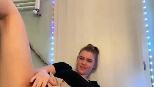 Anal fingering and playing with tight pink pussy