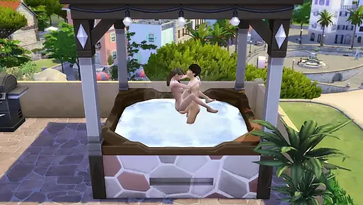 Couple on vacation take the opportunity to fuck in the hydro. The Sims
