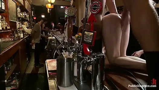 Tiny Blonde Tied up and Ass Fucked in Public