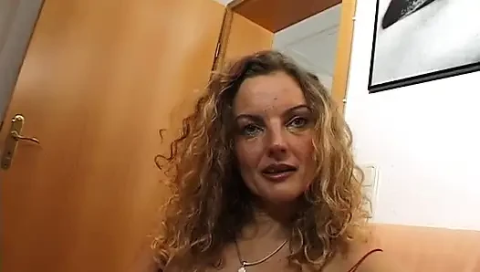 Amazing blonde MILF whore sucks soft cock