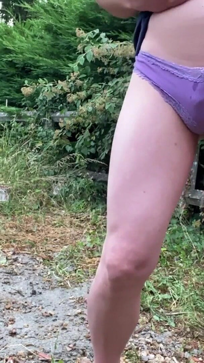 Spectacular moment from "Wetting my lil panties outdoor"