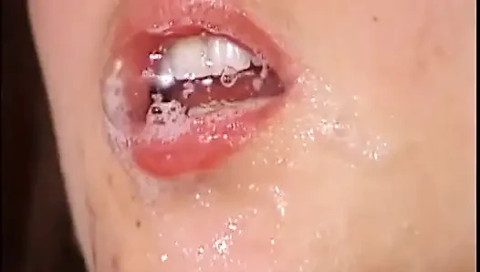 Cock sucking slut takes two dicks in pussy and ass then gets facial