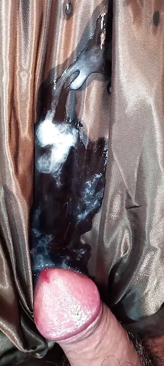 Cum twice on the lining of a fake fur ladycoat