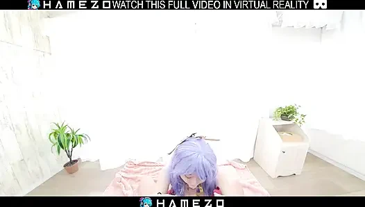 Seksi Japon kız Cocona Himekawa sanal gerçeklikte erkek arkadaşını memnun ediyor.