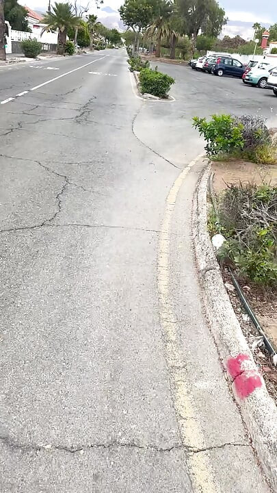 Public dick slip bike ride in Gran Canaria flashing uncut meaty cock on the streets