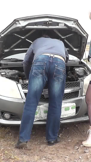 Unforgettable moment from "Sexy blonde MILF car broke down. Random passerby helped fix and fucked Milf in doggy style on"