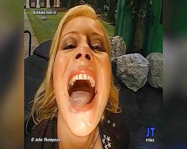 Busty Blonde Drenched in Massive Bukkake Cumshots