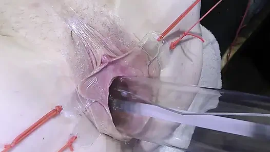 Weit Gespreizte Muschi Nahaufnahme Fickt Mit Lampe 1000 Watt