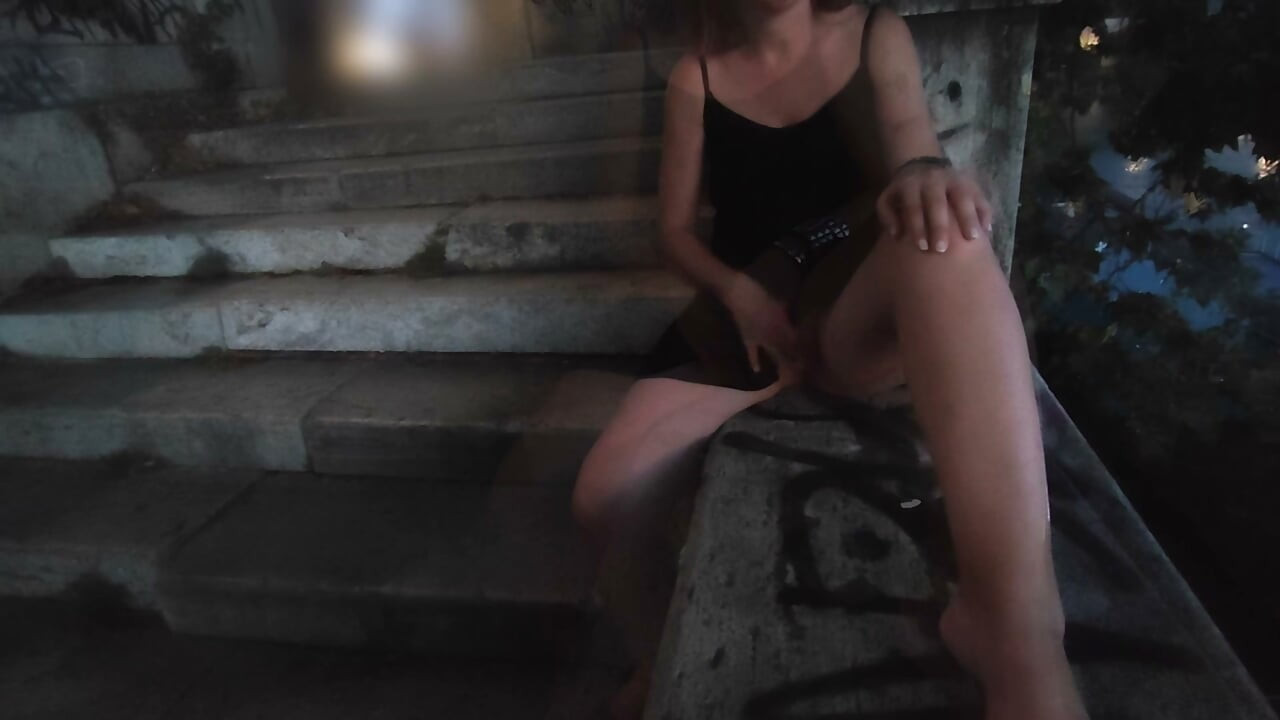 French Teacher Risky Public Pussy Flash Crowded City Street Orgasm Caught by Passersby
