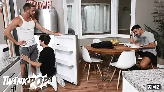 Joey Mills' Son Catches His Dad And His Friend Johnny Ford Fucking Before Finishing It Off On The Kitchen Table - TWINKPOP