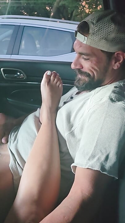 Latina Foot Worship and Cum Shot in Car
