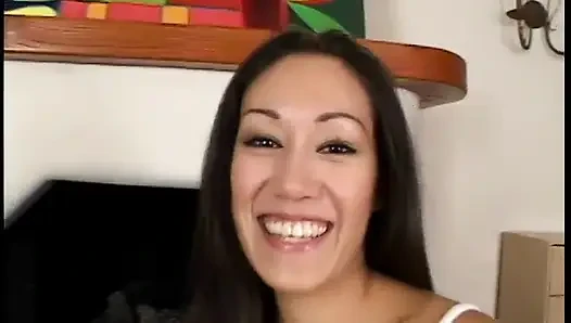 Cute sucking horny stud huge dick after rubbing her pussy