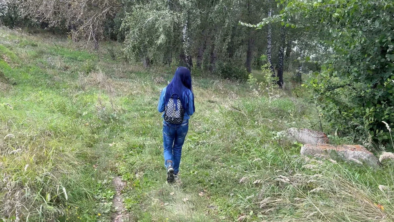 Public Sex with a Hot Stranger in Forest, Slut Showed Big Perfect Tits, Creampie