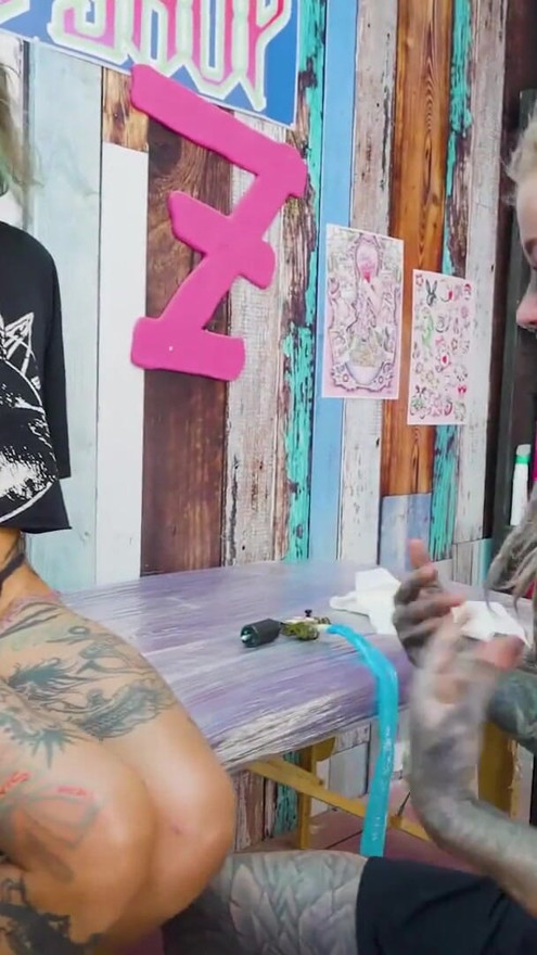 ANAL THREESOME during TATTOO session | Clip 1