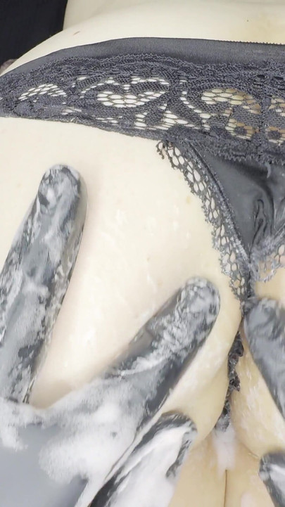 Jaw-dropping moment from "Messy foam butt massage!"