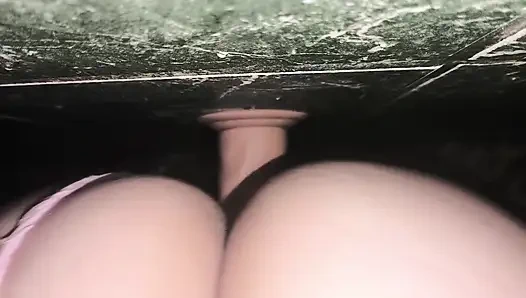 In the bathroom with a dildo and a cock