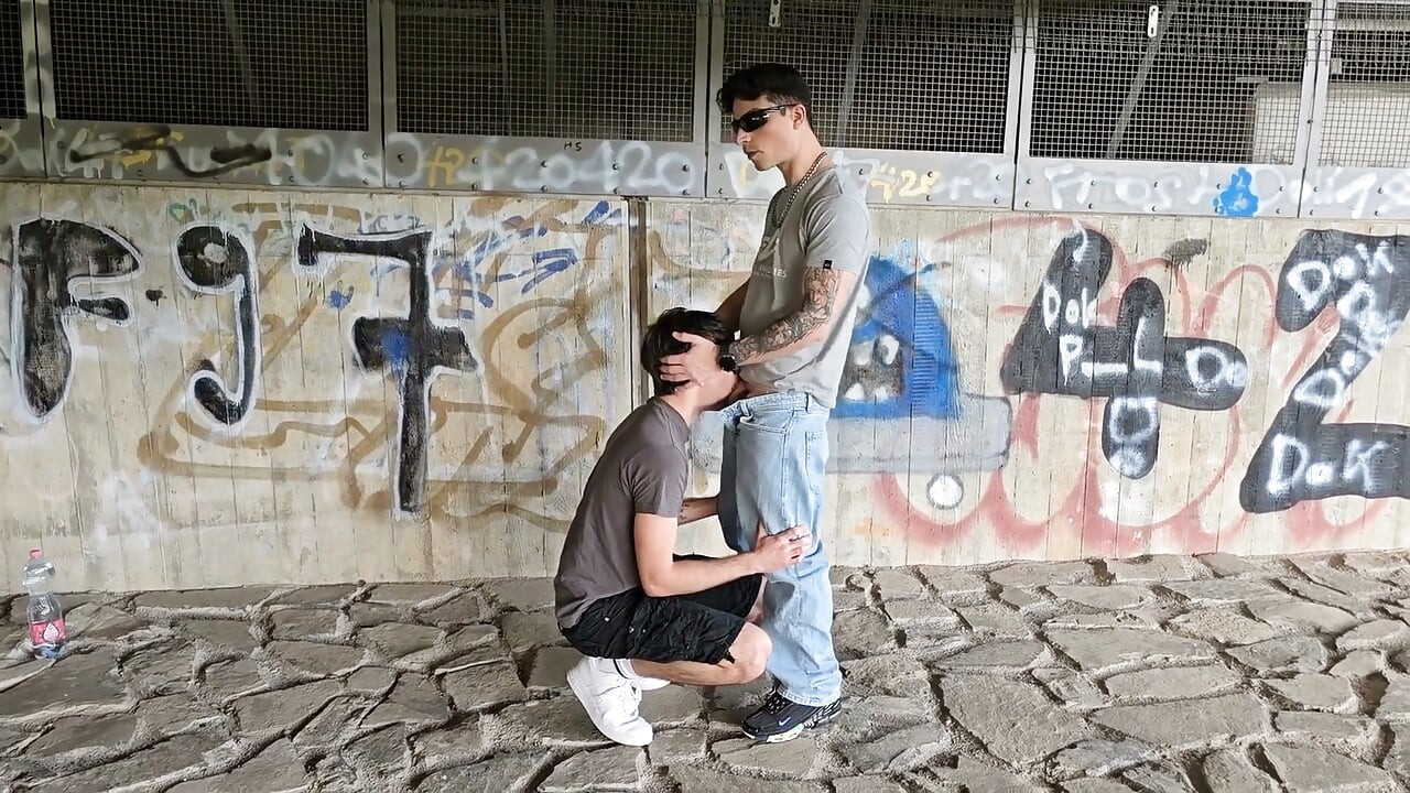 Risky Outdoor Gay Bareback Sex Almost Exposed While Facefucking & Pounding Boypussy Under a Motorway Bridge