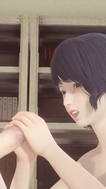 Must-see moment from "Hentai Uncensored - Futanari cum in Shoko's face in library"