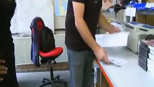 Office Slut Gets Pounded Hard by Two Guys