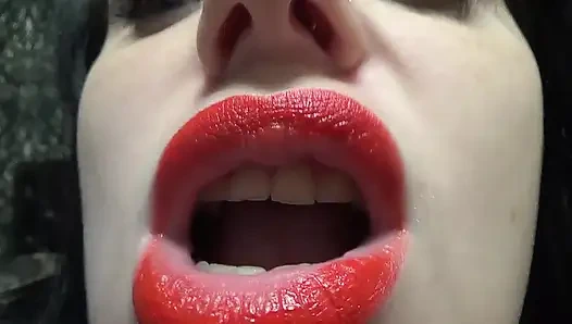 Küss mich, baby! Roter lippenstift und große sexy lippen, fetisch