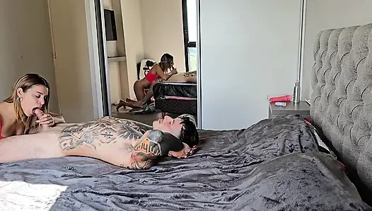 DI BALIK LAYAR! Pasangan amatir berhubungan seks di pagi hari. Penetrasi Ganda