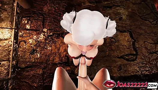 Çoraplı seksi succubus ateşli yuuko - 3 boyutlu hentai elle muamele okşuyor, yakın çekim frenulum büyük yarak için yalıyor