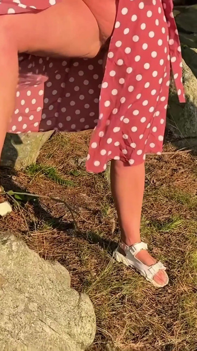 Girl Can't Hold Her Pee and Desperately Pissing Outdoor Compilation