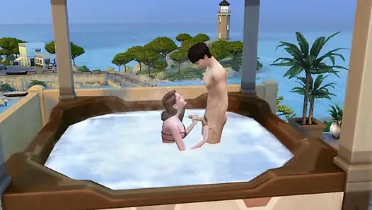 Paar im urlaub nutzen die gelegenheit, im hydro zu ficken. Die Sims