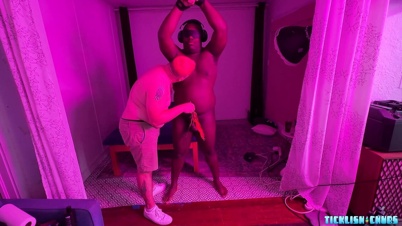TicklishChubs Aaron Stands Sensory Deprived While Matt Tickles And Edges Him